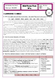 Mid-Term Test 2 for 9th formers