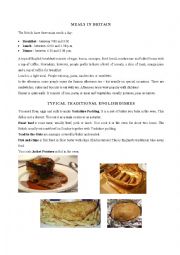 English Worksheet: Meals in Britain