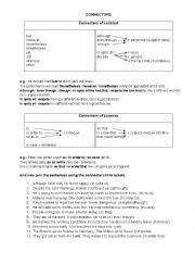 English Worksheet: Connectors of contrast and purpose + Key