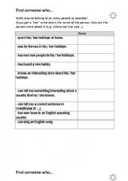English Worksheet: Find someone who