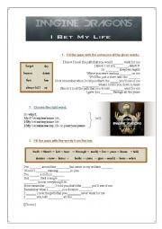 English Worksheet: Song: I bet my life - Imagine Dragons