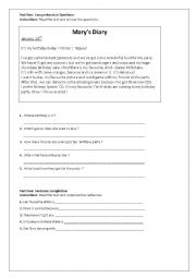 English Worksheet: reading comprehension