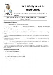 English Worksheet: Lab safety & imperatives