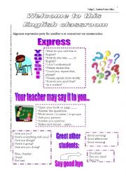 English Worksheet: Welcome First Day Class
