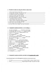 English Worksheet: which / whose / where 