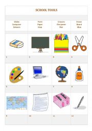 English Worksheet: School Tools