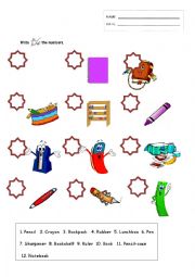 English Worksheet: School objects