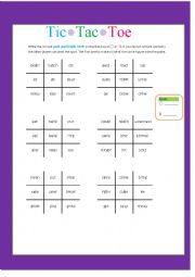English Worksheet: Past Participle Irregular Verbs Tic Tac Toe