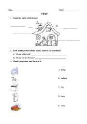 English Worksheet: parts of a house