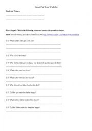 English Worksheet: Simple Past Tense Worksheet- with video