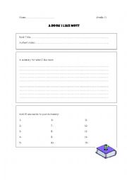 English Worksheet: a book i like most