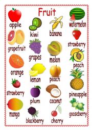 English Worksheet: Fruit