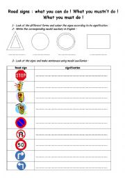 Road signs and modal auxiliairies