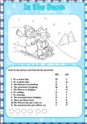 English Worksheet: In the Snow