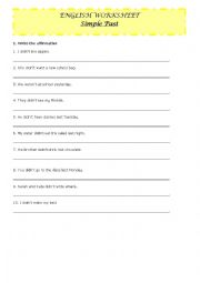 English Worksheet: Simple Past