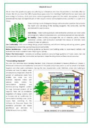 English Worksheet: Why Build Green ( Thinking Hats and Thinking Maps)