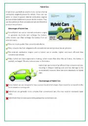 English Worksheet: Hybrid cars ( thinking hats and thinking maps)