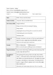 English Worksheet: The Lion and the mouse fable