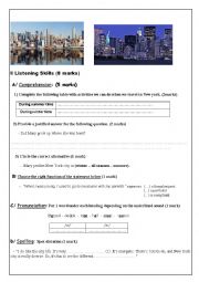 English Worksheet: New York City (Listening test)