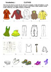 English Worksheet: Vocabulary: Clothes 