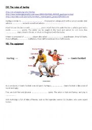 English Worksheet: Irish sports : Gaelic football and hurling - Part 2