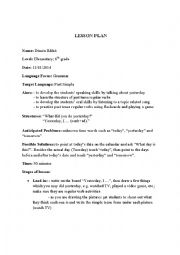 English Worksheet: Lesson plan Past Simple