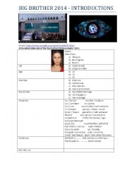 English Worksheet: Big Brother UK (Part 3)- Listening to Introductions