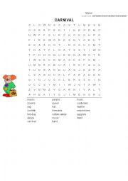 English Worksheet: Carnival Word Search