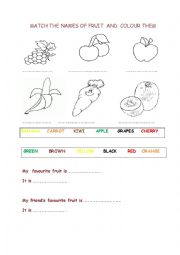 English Worksheet: frut and colours