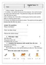 ENGLISH TEST FOR BEGINNERS