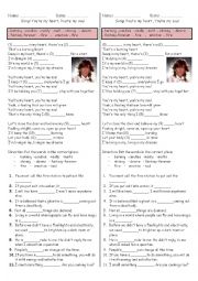 English Worksheet: Youre My Heart, Youre My Soul