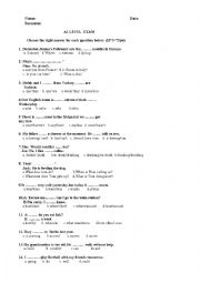 English Worksheet: A1 Level Exam Sample
