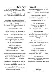 English Worksheet: Firework by Katy Perry