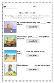 English Worksheet: Use of connectives (And-But)