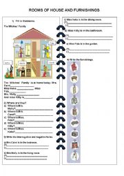 English Worksheet: ROOMS OF HOUSE AND FURNISHINGS