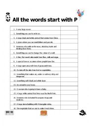 English Worksheet: All the Words Start with P