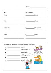 English Worksheet: Like/Dont Like