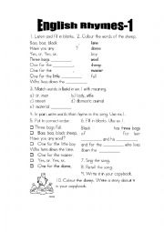 English Worksheet: Learn with English rhymes-Baa, baa black sheep