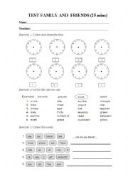 English Worksheet: 25-minute-test family and friends 2