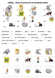 English Worksheet: Hobbies - matching