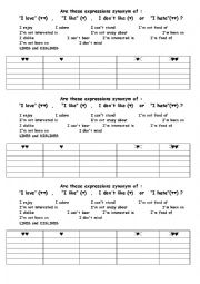 English Worksheet: Likes and dislikes