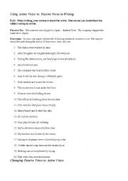 English Worksheet: Active and passive