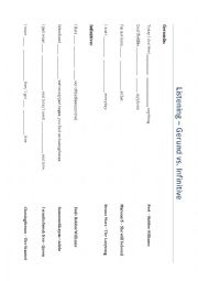 English Worksheet: Infinitive vs. Gerund