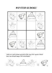 English Worksheet: Winter sudoku