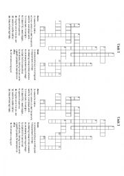 English Worksheet: Vocabulary crossword