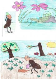 English Worksheet: The Ant & The Grasshoper Story 