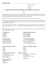 English Worksheet: Reading test