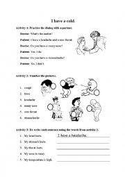 English Worksheet: I Have a Cold