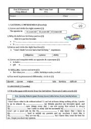 English Worksheet: 8th forms Mid Term Test 2