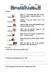 English Worksheet: Ratatouille